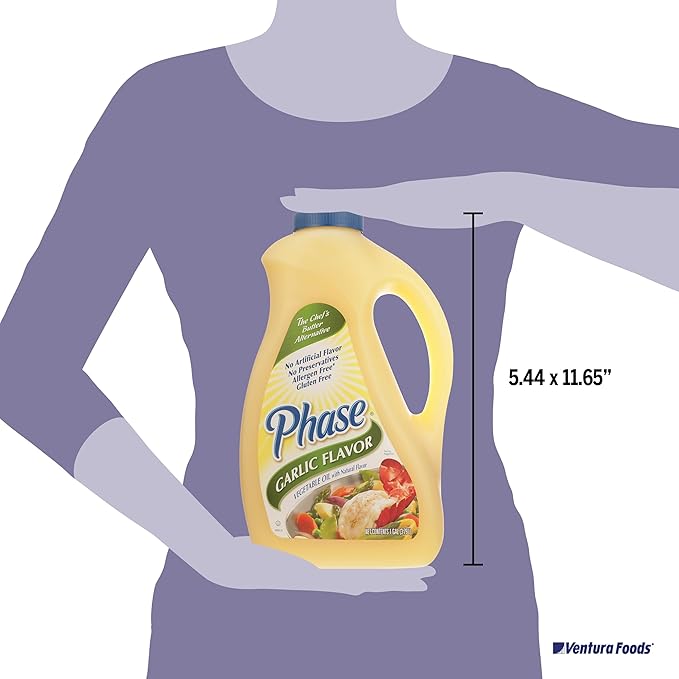 Ventura Foods LLC Phase with Garlic Liquid Butter Alternative, Versatile Dairy-Free and Vegan Butter Substitute for Food Service, Movie Theaters, and More, 1 Gallon