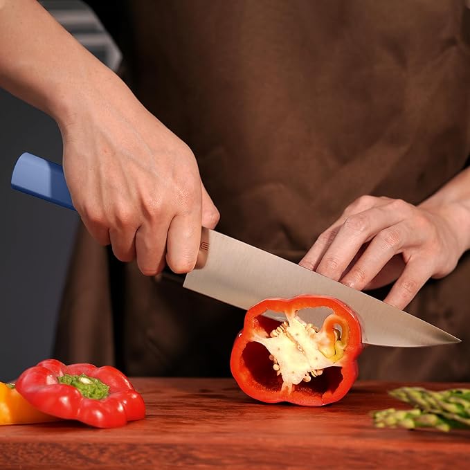 8 Inch Chef Knife, AR-RPM9 Steel & Ergonomic Handle Cooking Knife, Ultra Sharp Professional Kitchen Knife with Oak Sheath, Gift for Home Chefs