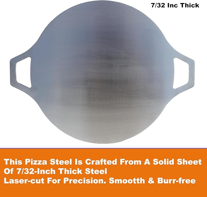 Pizza Steel for Oven & Grill – Heavy Duty Baking Steel Pizza Stone, Round Baking Steels with Dual Handles,Carbon Pizza Pan for Crispy Crust, Bread, Cooking & BBQ