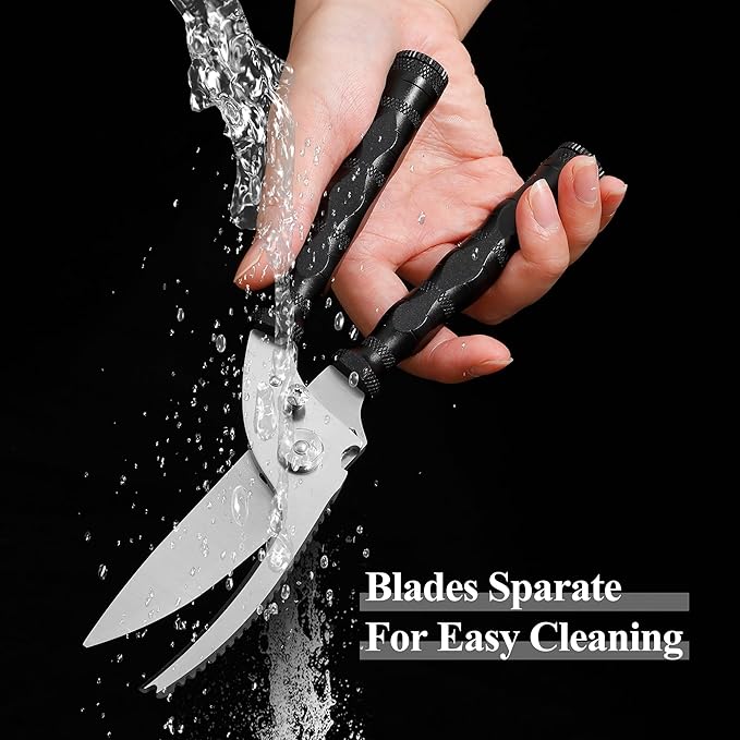 WILDMOK Heavy Duty Poultry Shears - 8.5 Inch Multi-function Stainless Steel Poultry Outdoor Shears, Ultra Sharp Kitchen Scissors for Outdoor Camp, Black