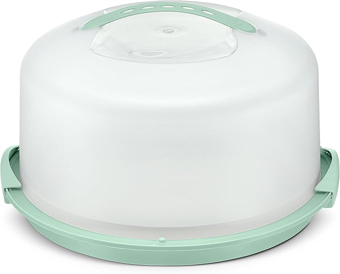 Tribello Extra Large Cake Storage Container, Cake Carrier With Handle Holds Cake 12 X 12 X 5 (Mint Green)