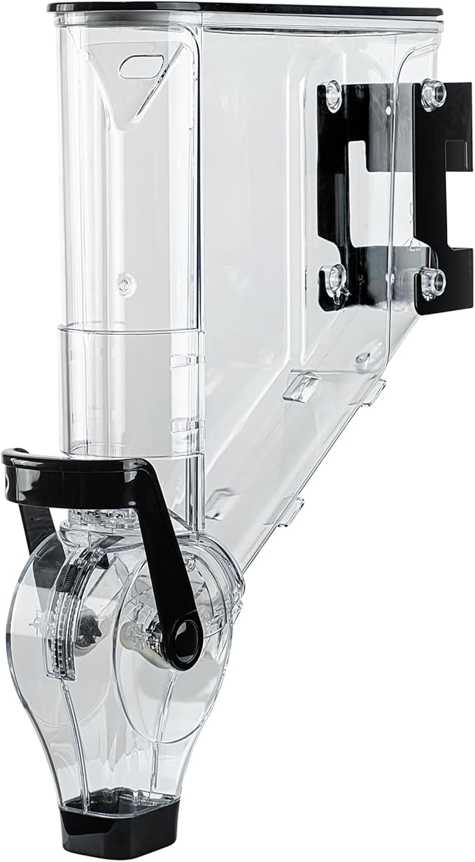 Restaurantware-Met Lux 2.1 Gallon Dry Food Dispenser, 1 Airtight Cereal Dispenser - Wall-Mounted, Single Control, 1 Black Plastic Grain Holder, For Snacks, Nuts, Or Coffee Beans
