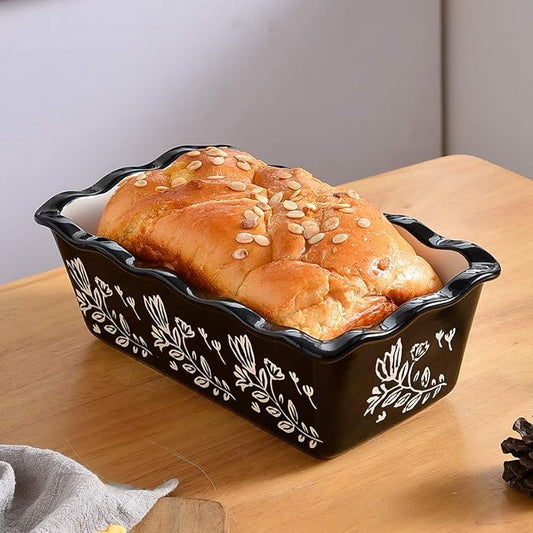 Wisenvoy Loaf Pan Bread Pan Ceramic Loaf Pans for Baking Bread Porcelain Bread Loaf Pan Nonstick Bread Pans for Baking, Grass Black