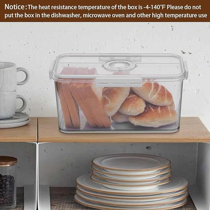Bread Box Bread Boxes for Kitchen Counter Airtight, Time Recording Bread Storage Container with Lid, Bread Keeper for Homemade Bread, Toast, Bagel, Donut and Cookies, LARGE White