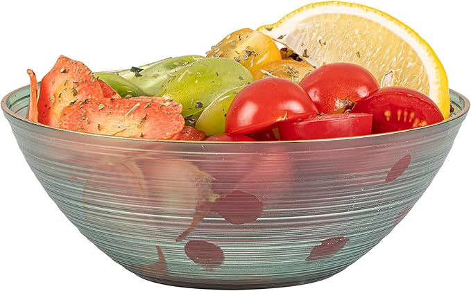 Restaurantware Plastic Bowls 20 Pcs 16 oz Gold Rimmed Disposable Soup Bowls Heavy-Duty Green Translucent Rippled Dinnerware Containers for Party, Desserts, Salads, Snacks, and Catering