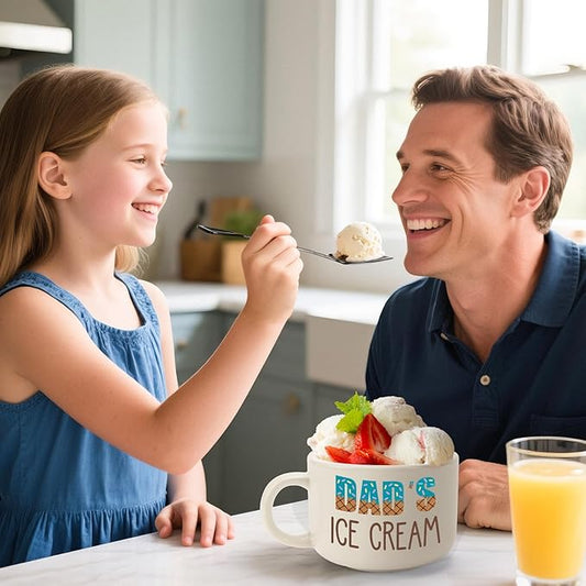 YEUYUQIU Dad Gifts from Daughter Son - Ideal Birthday Christmas Gift for Dad from Wife Kids, Cool Dad's Ice Cream Bowl Ice Cream Shovel Set Present, Fathers Day Birthday Xmas Gifts for Daddy Father