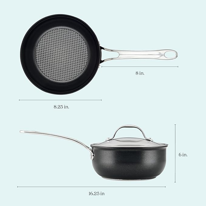 Anolon X - SearTech Nonstick Saucier, Induction Cooktop Compatible (2.4L/2.5qt)