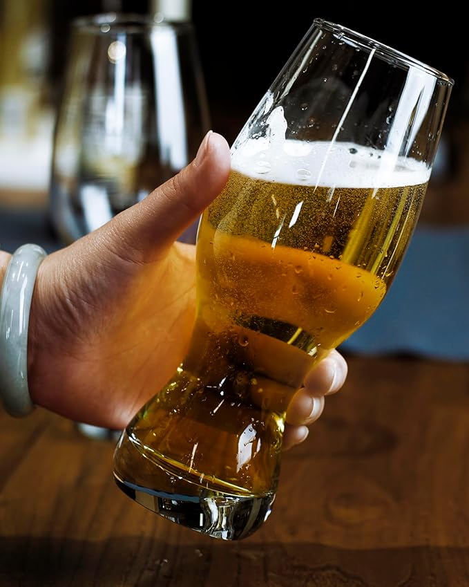 LUXU IPA Beer Glasses(Set of 4),16 oz Pilsner Beer Glasses,Craft Beer Bar Glasses,Lead-free Drinking Glasses,Ideal Gifts for Lager,Ale or Craft Beer Lovers-Crystal Clear