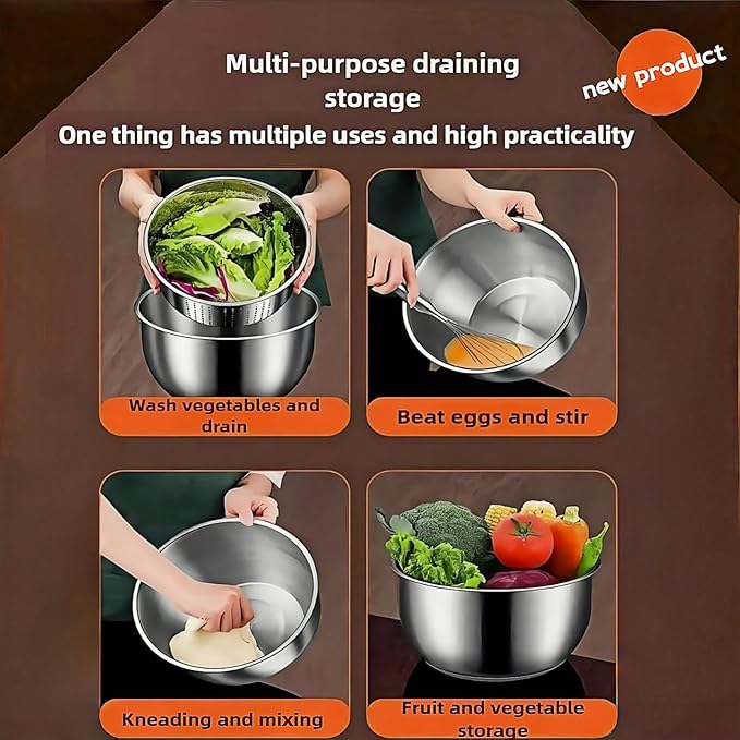 Salad Spinner Stainless Steel, Metal Salad Spinner, Salad Spinner Large, 6L with PP Cover, Essential Kitchen Tool for Dehydrating Lettuce, Fruits and Vegetables, Pasta and French Fries