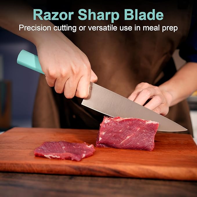 8 Inch Chef Knife, AR-RPM9 Steel & Ergonomic Handle Cooking Knife, Ultra Sharp Professional Kitchen Knife with Oak Sheath, Gift for Home Chefs