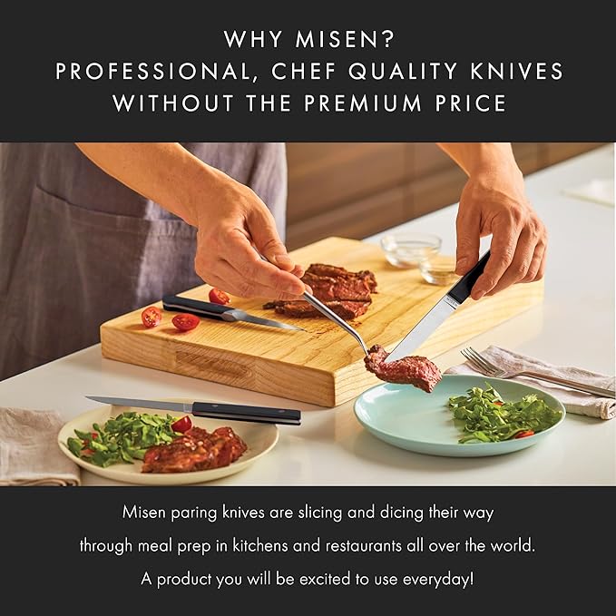 Misen 3.5" Paring Knife – Precision Kitchen Knife - High-Carbon Stainless Steel Blade – Ergonomic Handle for Peeling, Trimming, and Slicing – Lightweight, Versatile Tool for All Culinary Tasks - Black