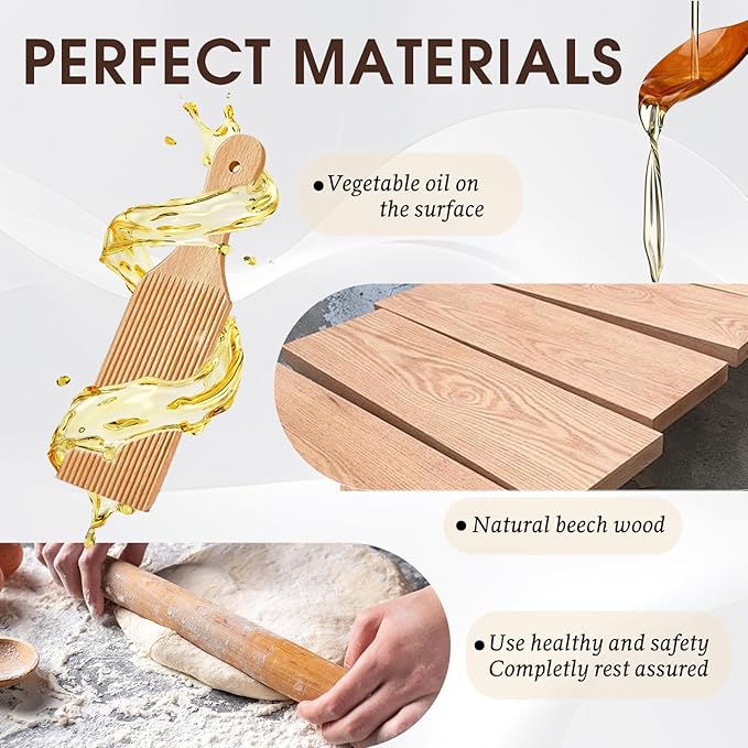 Pasta Making Tools, 9 PCS Wood Pasta Making Kit with Pasta Drying Rack, Pasta Roller, Gnocchi Board, Ravioli Cutter Pasta Making Accessories