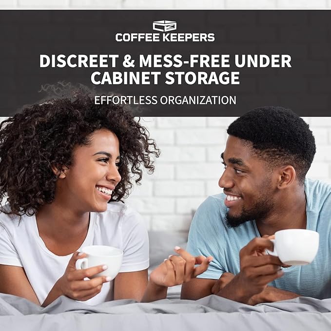 16 Pod - Under Cabinet Coffee Capsule and pod Holder – Space-Saving Hinge Hanging, Magnet Steel Construction Organizer for Small Spaces – Black