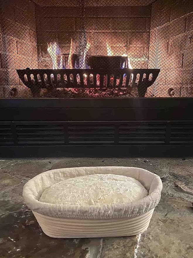 Voulosimi Cast Iron Loaf Oven Pan - 4.33"x4.92"x8.66" Durable Loaf Pans Rectangular Baking Pan with Banneton Bread Proofing Basket set for home baking (Bread Pan with Basket Kit, 2 x 2 QT)