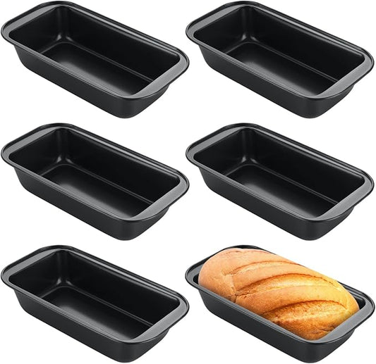 QTLCOHD 6 Pack 10 x 5 Bread Loaf Pan for Baking Homemade Bread, Non Stick Carbon Steel Loaf Pans