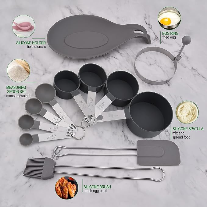 Stainless Steel Utensil Set, 28 Pcs Cooking Gadgets and Tools With Holder - Best Kitchen Tool Set Gift