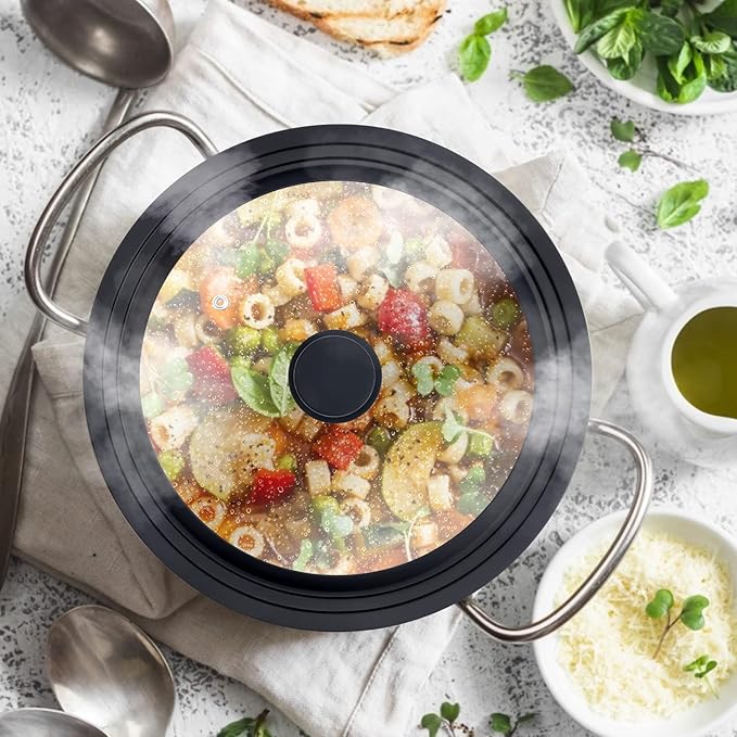 Universal Lid for Pots, Pans and Skillets - Tempered Glass Lid with Heat Resistant Silicone Rim Fits 8.5" - 10" Diameter Cookware, Replacement Lid for Frying Pan and Cast Iron Skillet (8.5"9.5"10")