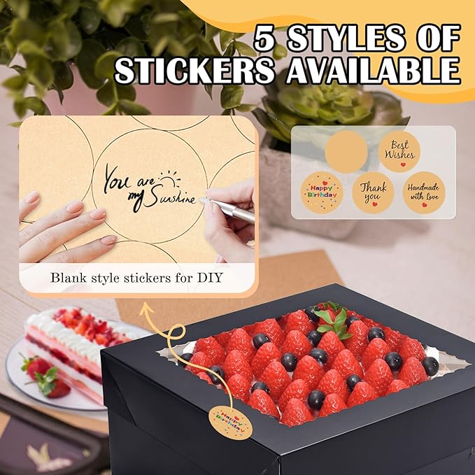 16Pcs 12x12x6 Inch Cake Boxes with Window, Black Bakery Boxes, Cake Carrier Container for Pastries, Pie, Cookies, Chocolates, Cupcakes, Birthday Party, Wedding