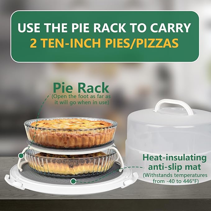 12 Inch Cake carrier Container with Lid and Handles Includes Insulated Bag for Safe Transportation of Buttercream Doesn't Melt Easy for Cakes, Pies and Cupcakes (Green)