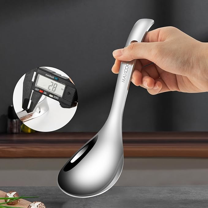 2 Pcs 18/8 Stainless Steel Slotted Spoon Soup Ladle, Kitchen Utensils for Cooking Serving Straining, 9 Inch Cooking Skimmer & SUS 304 Serving Spoons, Ideal for Hot Pot, Salad, Rice, Pasta