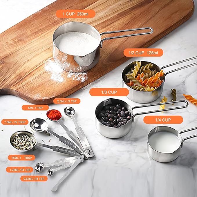 7-Speed Electric Hand Mixer,5 Large Mixing Bowls Set,Handheld Mixers with Whisks Beater,Stainless Steel Metal Nesting Bowl Measuring Cups Spoons Kitchen Cake Blender for Prep Baking Supplies