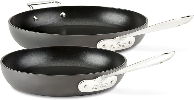 All-Clad E7859064 HA1 Hard Anodized Nonstick Fry Pan Cookware Set, 10 Inch and 12 Inch Fry Pan, 2 Piece, Black