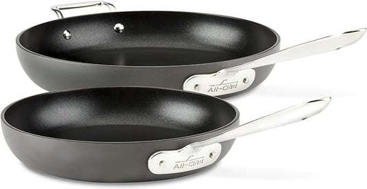 All-Clad E7859064 HA1 Hard Anodized Nonstick Fry Pan Cookware Set, 10 Inch and 12 Inch Fry Pan, 2 Piece, Black