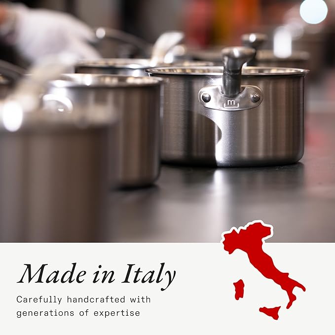 Made In Cookware - 3/4 Quart Stainless Steel Butter Warmer - 5 Ply Stainless Clad - Professional Cookware - Crafted in Italy - Induction Compatible