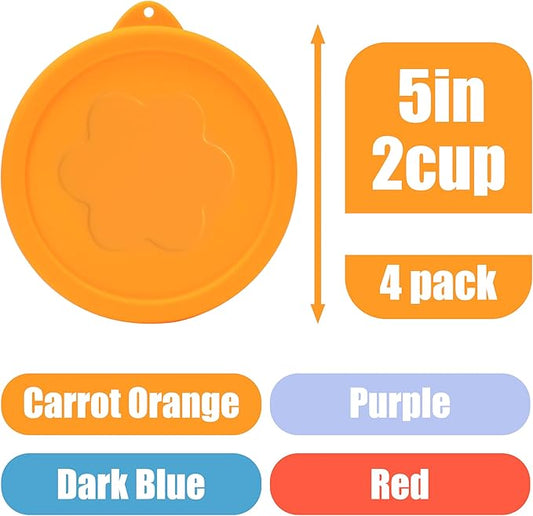 2 Cup Silicone Replacement Lids Storage Cover for Pyrex 7200-PC and Anchor Hocking Glass Bowls (Container not Included) 4 Pack Microwave, Dishwasher and Freezer Safe