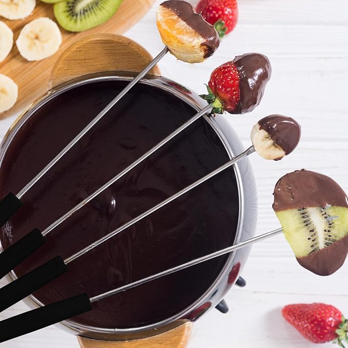 6 Pcs Fondue Forks With Handle,Fruit Fork Set,Color Fondue Sticks Set For Grill Cake Chocolate Meat Fruits Cheese Fountain Roast Marshmallows Dessert