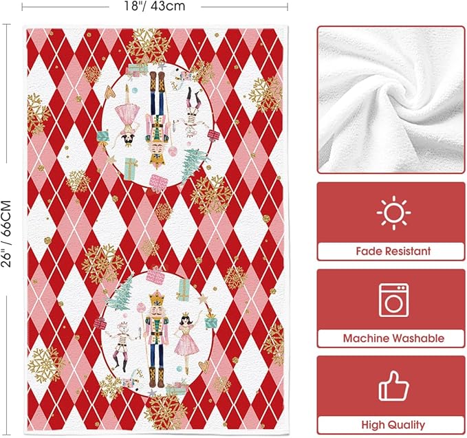 Red Nutcrackers Tree Christmas Kitchen Towels Dish Towels 18x26 Inch Set of 2