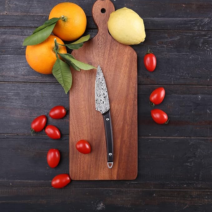 WILDMOK Fruit Knife Paring knives Stainless Steel 3.3 Inch Utility Knife Fruit and Vegetable Cutting Carving Kitchen Knife with Leather Case (B)