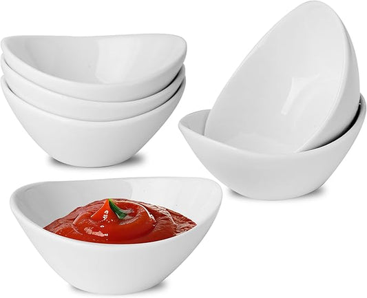 UIBFCWN 6 Pack Ceramic Dipping Bowls, 1.7 Oz Soy Sauce Dishes, White Dipping Sauce Bowls/Dishes for Tomato Sauce, Sushi, BBQ, Charcuterie Boards accessories