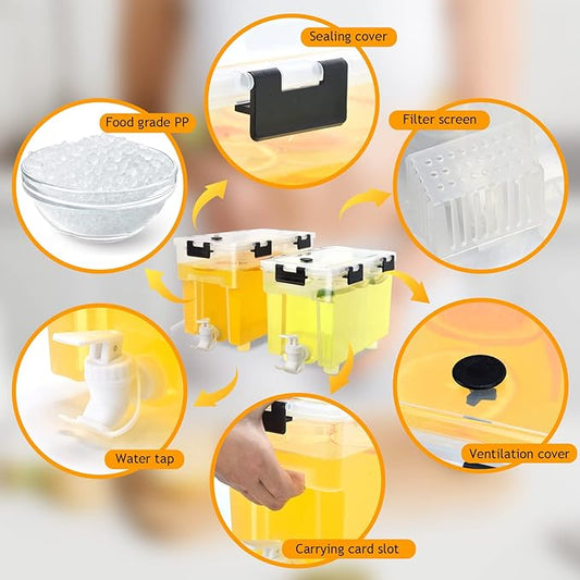 2.5 Gallon Drink Dispenser For Fridge,Beverage Dispenser With Spigot. Milk,Lemonade Dispenser,Juice Containers With Lids For Parties And Dairly Use,100% Sealed And Filter screen(1+1.5)Gallon