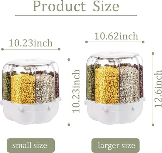 XIYAO 40lb Grain Storage Container, 360 Rotating Food Dispenser with Lid, Moisture Resistant Household, Airtight Storage for Black Rice, Yellow Rice and Small Beans