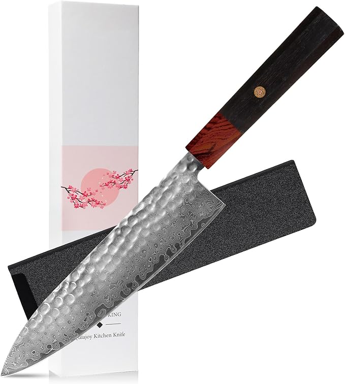 Professional 8 inch Japanese Chef Knife,67 Layers Damascus VG-10 Super Steel Cutting Core - Ultra Sharp Hammered Chef's Knife