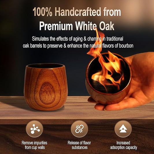 Charred Wooden Bourbon Drinking Glass, Bourbon Gifts for Men, Handcrafted Premium Whiskey Glasses for Dad, Great Whiskey Gifts for Men, Perfect Presents for Boyfriend Father Friends, Wine Tumbler