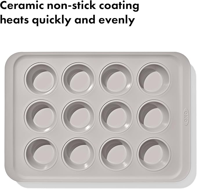 OXO Good Grips Non-Stick Pro Ceramic Coated Metal Bakeware 12 Cup Muffin Pan – Storm Blue