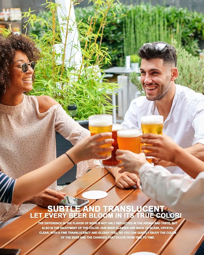 Pint Glasses,20oz British Beer Glass,Classics Craft Beer Glasses,Premium Beer Glass Tumbler Set of 4, Unique Design Beer Glasses Easy Stacking in The Cupboard