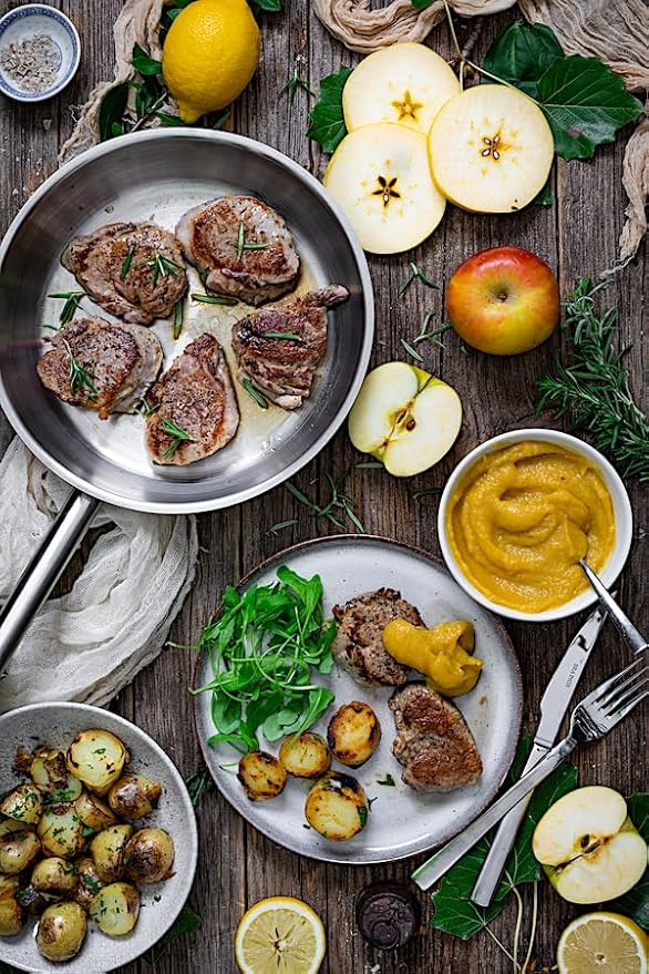 BRA COOKWARE Profesional Frying Pan | 8 inches Professional Skillet | Stainless Steel Pan w/o Non-Stick Coating | All Stovetop Compatible - Full Induction Skillet | 100% FOA Free | Brushed Finish