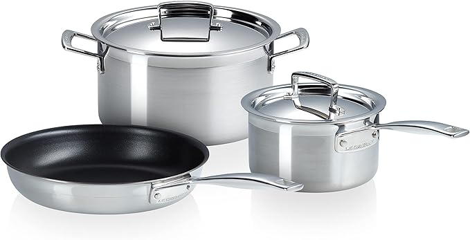 Le Creuset 3-Piece cookware Set Made of 3-ply Stainless Steel, 5381000010001