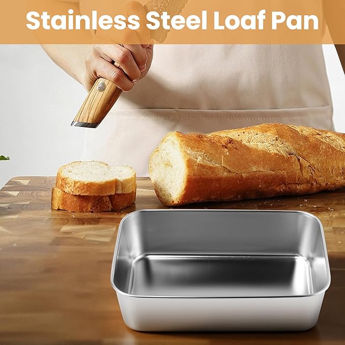 8 Pcs Loaf Pans Set, 9 x 6 Inch Stainless Steel Bread Baking Pan, Loaf Toast Baking Pans, Sandwich Bread Pan for Homemade Breads Meatloaf Cake, Oven & Dishwasher Safe