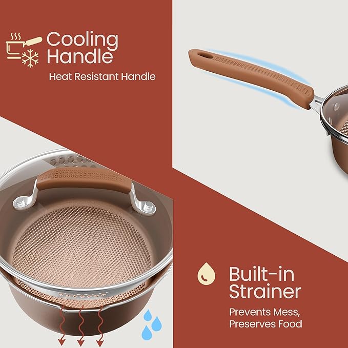 Pots and Pans Set, 22-Piece Non Stick Cookware & Bakeware Sets with Plaid Pattern, Stackable Design, Dishwasher Safe, Stain-resistant, Oven & All-Stove Safe, Tempered Glass Lid, Golden
