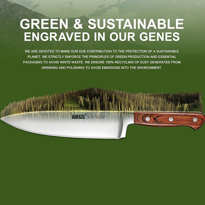 Classic 8-inch Chef Knife, Ultra-sharp Precision Cutting for Vegetables and Meat, Professional 7Cr17MoV Steel Core & Red Pakkawood Handles, German Design for Kitchen and restaurant with Gift Box