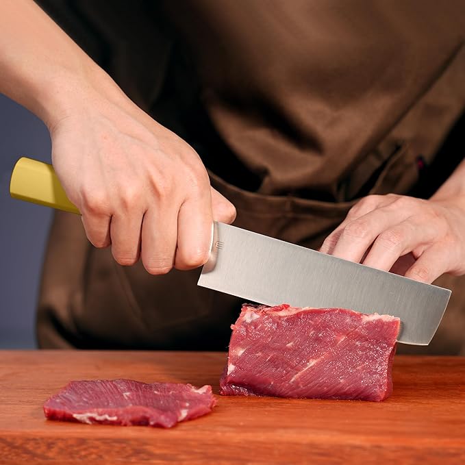 6 Inch Nakiri Knife, AR-RPM9 Steel & Replaceable Handle, Multipurpose Meat Cleaver Vegetable Chef Knife with Oak Sheath, Gift for Home Chefs