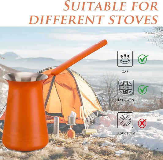 Turkish Coffee Pot - Gifts for Family &Friends,Cezve/Ibrik Coffee Pot for Stovetop,Briki Greek Turkish Pot with Heat-Resistant Rubber Handle,Milk Warming Pot,Arabic Tea Pot