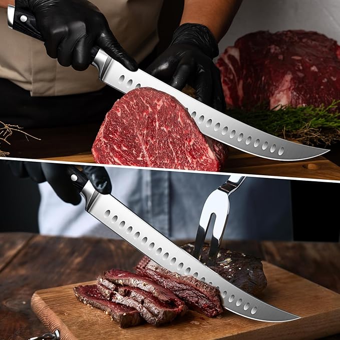 SHAN ZU 12" Slicing Knife - Brisket Slicing Meat Carving Knife Professional German 1.4116 Stainless Steel Razor Sharp Blade, Ergonomic Wood Handle & Full Tang Design, Gift Box Included