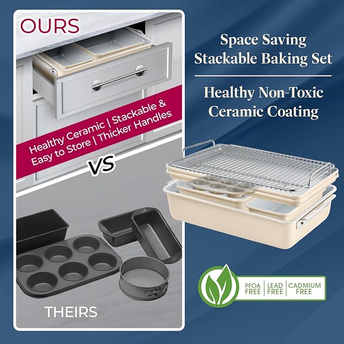 BAKKENMASTER Premium Loaf Pan 1 lb – Aluminum, Ceramic Non-stick Coating, PTFE & PFOA Free, Even Heat, Non-toxic, 4.7" x 9", Perfect for Pound Cakes, Breads, & More - Marble