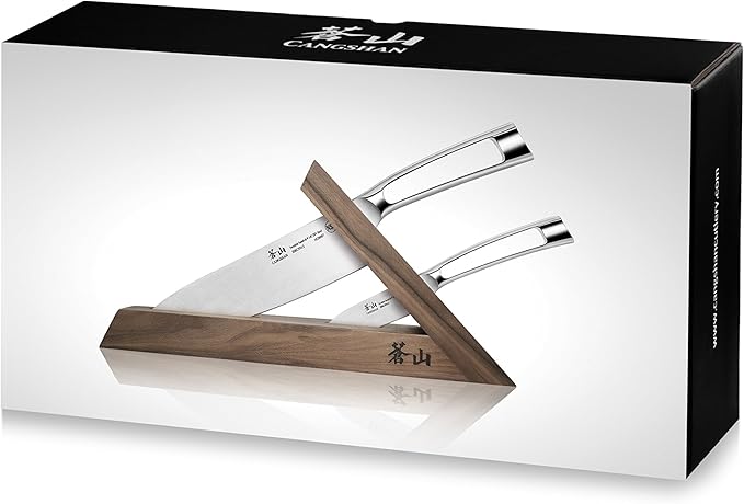Cangshan TN1 Series 1021264 Swedish 14C28N Steel Forged 3-Piece TAI Knife Block Set, Walnut