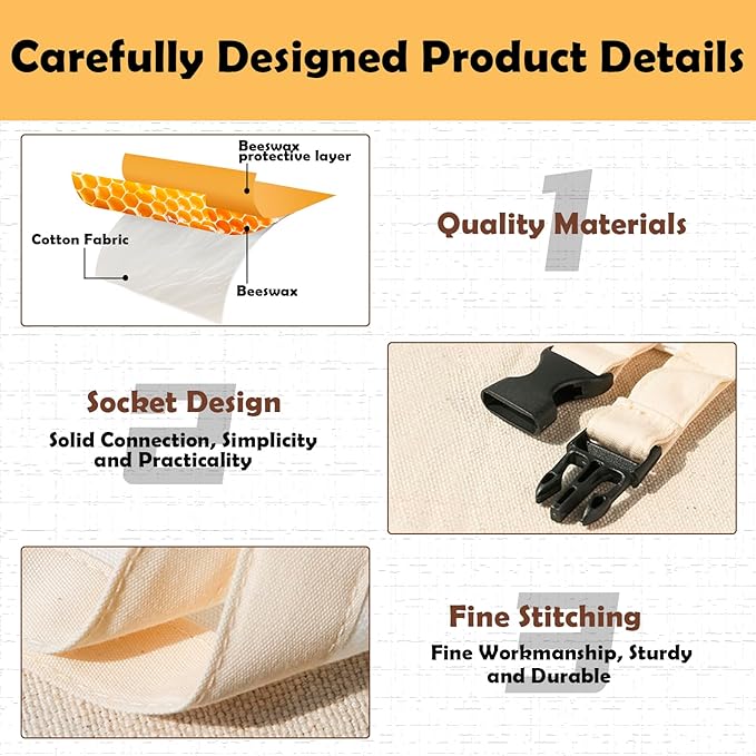 2 Pack Beeswax Bread Bags for Homemade Sourdough,Cotton Beeswax Bags for Bread Storage,Reusable Food Storage Bag For Keeping Fresh(White,13x17in)